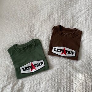 Sturniolo Triplets 'Let's Trip' Green and Brown T-Shirts